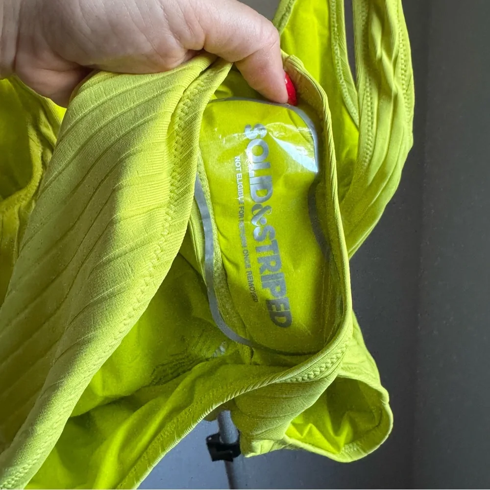 NWT Solid & Striped The Anne-Marie Ribbed One Piece Swimsuit Chartreuse Sz M